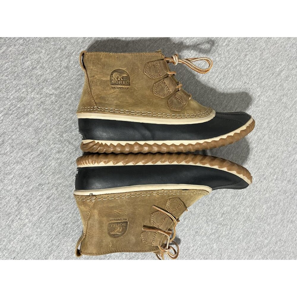 Sorel Out N About Leather Boots Womens Size 9 Brown Black Waterproof Duck Ankle - Picture 11 of 13
